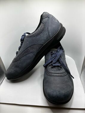SAS MENS 11M BLUE WALK EASY TRIPAD NUBUCK LEATHER SHOE/ LACE UP/ WIDE TOE